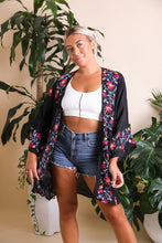 Load image into Gallery viewer, Anemone Embroidered Kimono One Size / Black
