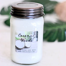Load image into Gallery viewer, Coconut Woods 16oz Mason Pure Soy Candle