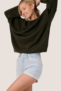 CUFFED DOUBLE BUTTON DENIM SHORTS