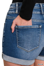 Load image into Gallery viewer, CUFFED DOUBLE BUTTON DENIM SHORTS
