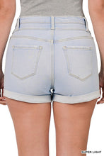Load image into Gallery viewer, CUFFED DOUBLE BUTTON DENIM SHORTS