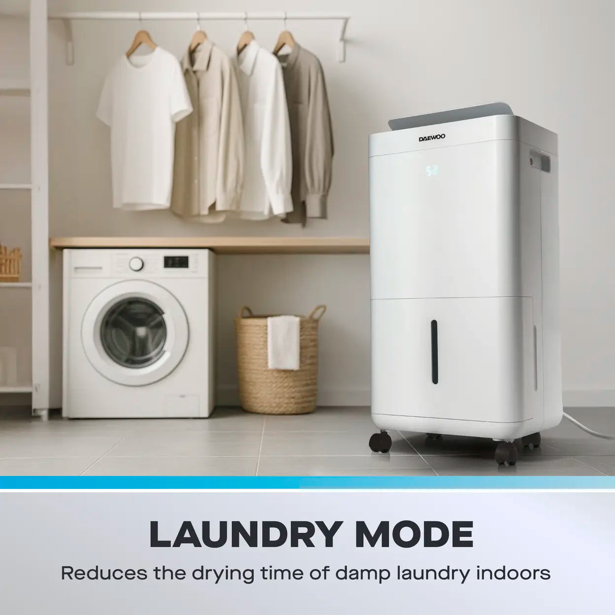 Daewoo 12L Dehumidifier with Air Purifier – 12L/day Extraction, Digital Display, Laundry Mode