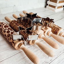 Load image into Gallery viewer, Rolling Pins With Designs and Handles Wooden