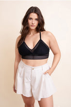 Load image into Gallery viewer, Ribbed Lace Boho Racerback Bralette Plus XL / Black