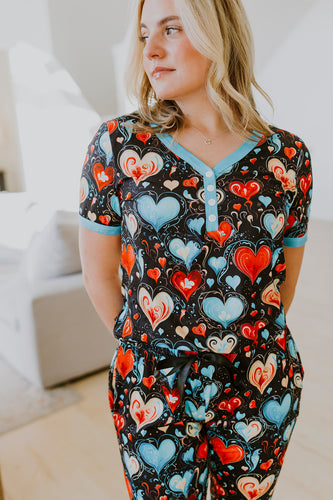Shirley & Stone Valentines Short Sleeve Jogger PJ ADULT SIZES ONLY PREORDER