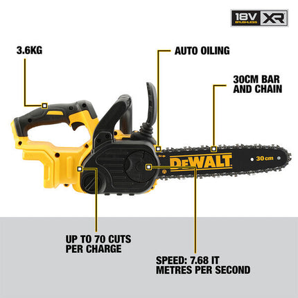 DeWalt dcm565n-xj dcm565N 18V xr Brushless 30cm Compact Chainsaw Bare Unit
