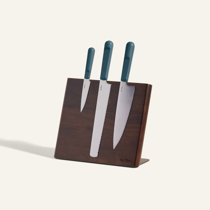 Knife Trio + Walnut Knife Block