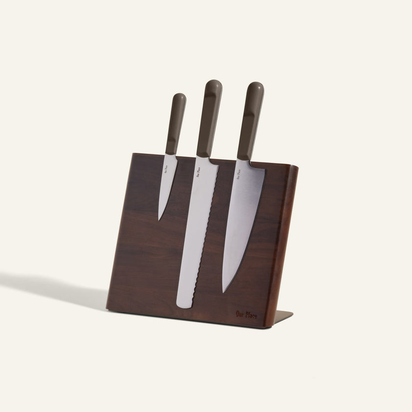 Knife Trio + Walnut Knife Block