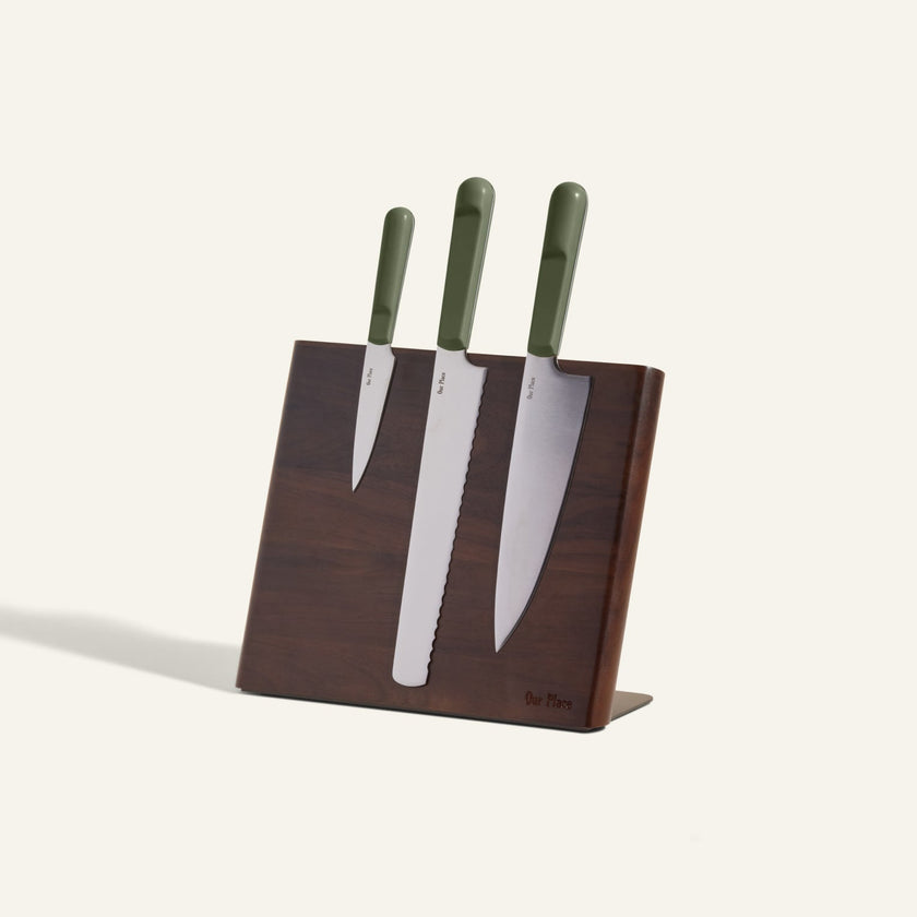 Knife Trio + Walnut Knife Block
