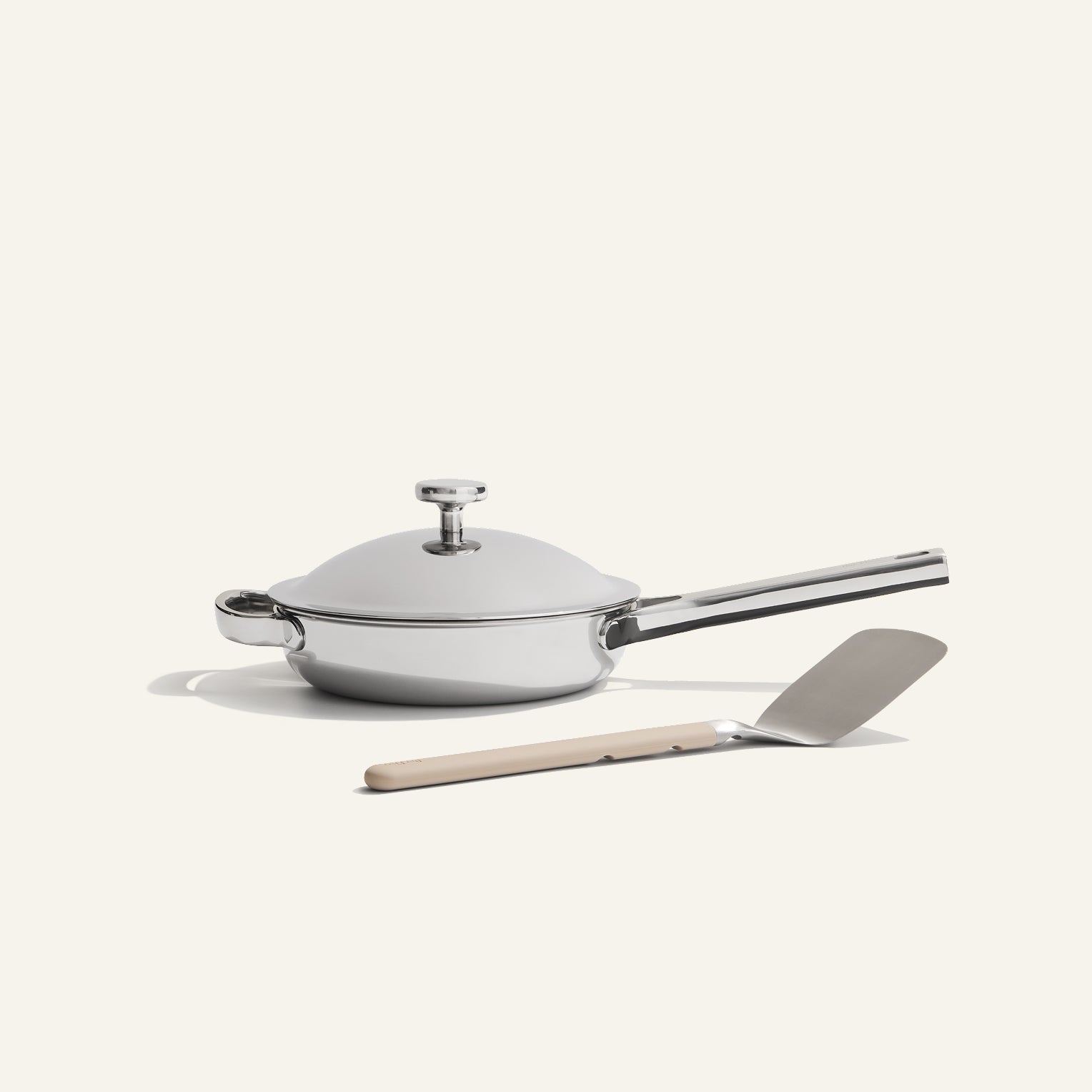 chrome titanium mini always pan pro with stainless steel spatula