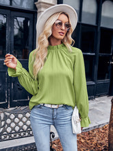 Load image into Gallery viewer, Ruffled Mock Neck Flounce Sleeve Blouse