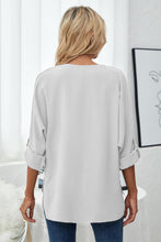 Load image into Gallery viewer, Roll-Tab Sleeve V-Neck Blouse