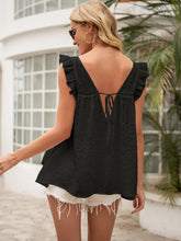 Load image into Gallery viewer, Tie Back V-Neck Ruffled Blouse