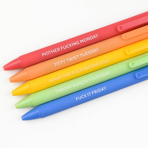 Mugsby - Days of the week Pen Set Edition, Pens, Pen Set, Funny Pens