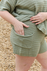 HEYSON Full Size Oversized Sweater Top with Elastic Waistband Shorts Set