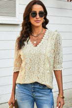 Load image into Gallery viewer, Lace V-Neck Flounce Sleeve Top