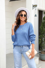 Load image into Gallery viewer, Round Neck Ribbed Long Sleeve Sweater