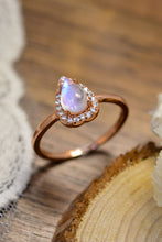 Load image into Gallery viewer, Moonstone Teardrop 925 Sterling Silver Halo Ring