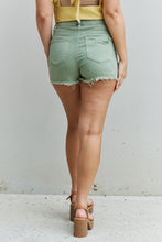 Load image into Gallery viewer, RISEN Katie Full Size High Waisted Distressed Shorts in Gum Leaf