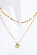 Load image into Gallery viewer, Copper 14K Gold Pleated Round Shape Aventurine Pendant Necklace