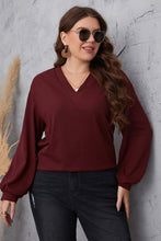 Load image into Gallery viewer, Plus Size V-Neck Dropped Shoulder Blouse