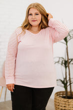 Load image into Gallery viewer, Plus Size Sheer Striped Sleeve V-Neck Top