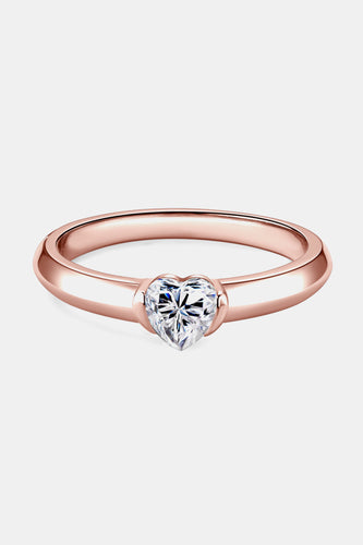 Moissanite 925 Sterling Silver Heart Solitaire Ring
