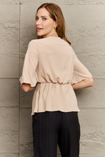 Load image into Gallery viewer, V-Neck Tie Front Half Sleeve Blouse