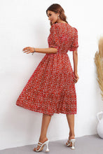 Load image into Gallery viewer, Floral Tie Waist Collared Neck Tiered Dress