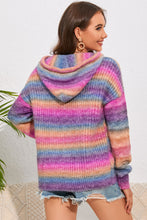 Load image into Gallery viewer, Multicolor Dropped Shoulder Hooded Sweater