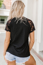 Load image into Gallery viewer, V-Neck Short Sleeve Lace Trim Blouse