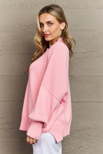 Load image into Gallery viewer, Zenana Comfort Awaits Slouchy Side Slit Sweater in Pink