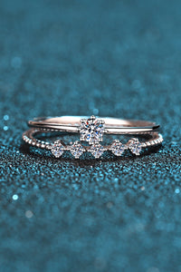 Moissanite 925 Sterling Silver Two-Piece Ring Set