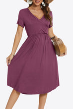 Load image into Gallery viewer, Surplice Neck Short Sleeve Dress with Pockets
