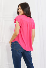 Load image into Gallery viewer, Sew In Love Just For You Full Size Short Ruffled sleeve length Top in Hot Pink