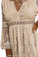 Load image into Gallery viewer, Lace V-Neck Three-Quarter Sleeve Dress