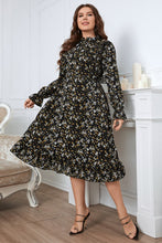 Load image into Gallery viewer, Plus Size Floral Flounce Sleeve Midi Dress