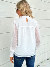 Load image into Gallery viewer, Swiss Dot Smocked Mock Neck Blouse