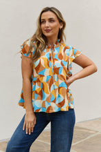 Load image into Gallery viewer, And The Why Full Size Printed Ruffle Baby Doll Top
