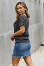 Load image into Gallery viewer, e.Luna Full Size Chunky Knit Short Sleeve Top in Gray