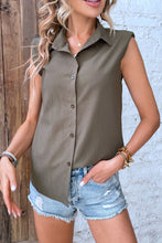 Load image into Gallery viewer, Collared Neck Sleeveless Shirt