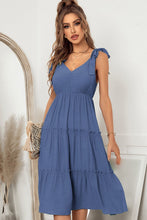 Load image into Gallery viewer, Tie Shoulder V-Neck Tiered Dress