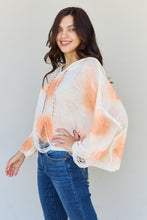 Load image into Gallery viewer, POL Mix It Up Tie Dye Hooded Distressed Sweater in Ivory/Orange