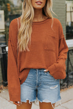Load image into Gallery viewer, Exposed Seam Round Neck Knit Top