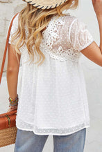 Load image into Gallery viewer, Swiss Dot Lace Trim Puff Sleeve Blouse