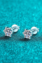 Load image into Gallery viewer, 1 Carat Moissanite Rhodium-Plated Stud Earrings