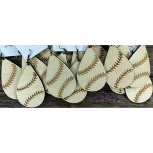 Wooden Baseball Earrings