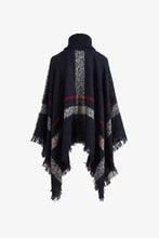 Load image into Gallery viewer, Plaid Turtleneck Raw Hem Poncho