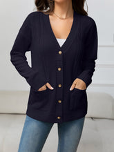 Load image into Gallery viewer, V-Neck Long Sleeve Buttoned Knit Top with Pocket