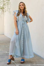 Load image into Gallery viewer, Sweet Lovely By Jen Full Size Drawstring Deep V Butterfly Sleeve Maxi Dress